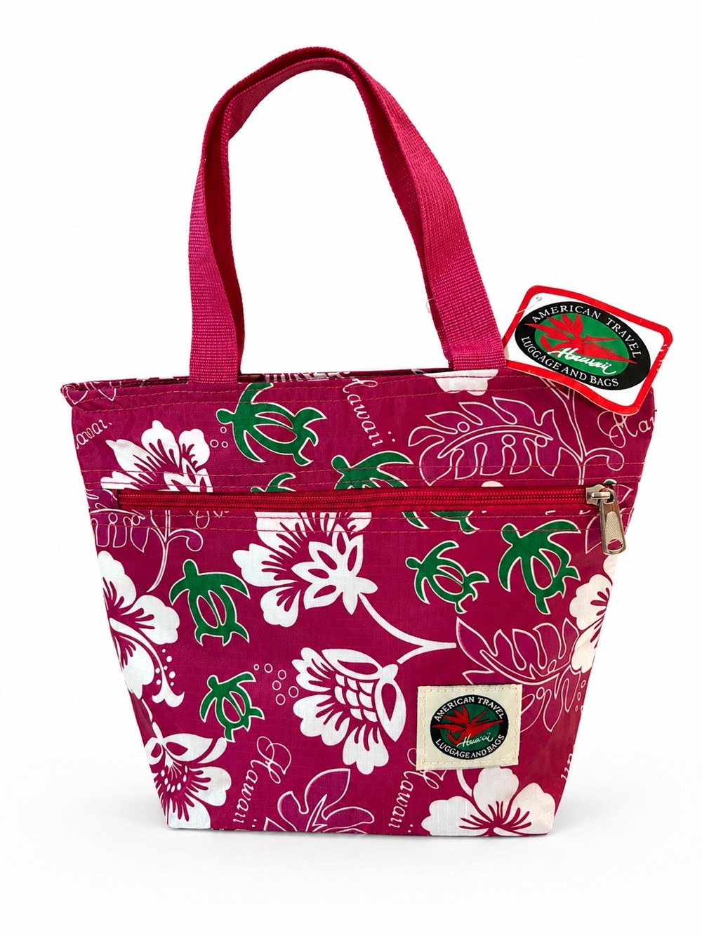 NWT American Travel Hawaii Pink Honu Turtle Floral Tote Bag Zip Pocket